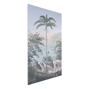 Obraz Forex - Ilustracja w stylu vintage - Pejzaż z drzewem palmowym