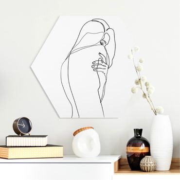 Obraz heksagonalny z Forex - Line Art Woman Nude Shoulder czarno-biały