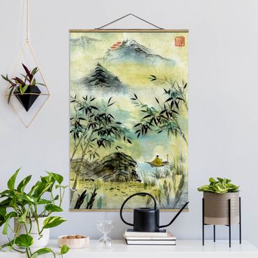 Plakat z wieszakiem - Japoński rysunek akwarelą Las bambusowy