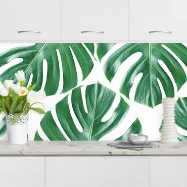 Panel ścienny do kuchni - Tropikalna Monstera o zielonych liściach