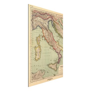 Obraz Alu-Dibond - Mapa Włoch w stylu vintage