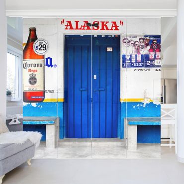 Zasłony panelowe zestaw - ALASKA Niebieski Bar