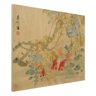 Obraz z drewna - Ni Tian - złota rybka