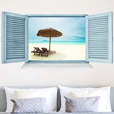 Naklejka na ścianę - 3D Plaża marzeń
