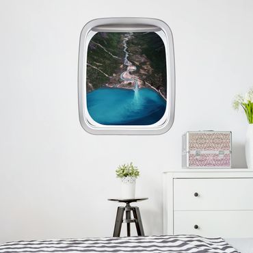 Naklejka na ścianę - Rzeka z samolotem na Grenlandii