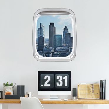 Naklejka na ścianę - Samolot z oknem Londyn Skyline