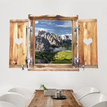 Naklejka na ścianę - Okna z sercem Alpy włoskie