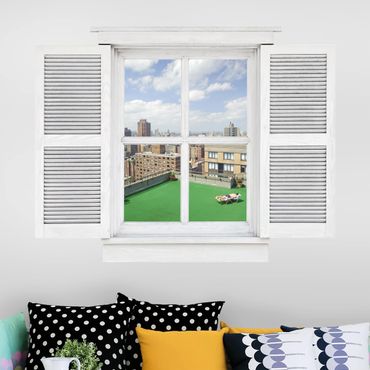 Naklejka na ścianę - Okno na skrzydło Plaża miejska w Nowym Jorku