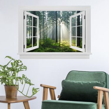 Naklejka na ścianę - Otwórz okno Oświecony las