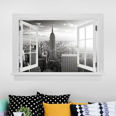 Naklejka na ścianę - Otwarte okno Manhattan Skyline