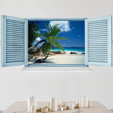 Naklejka na ścianę - 3D Plaża marzeń