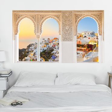 Naklejka na ścianę - Ornatowe okno Promienne Santorini