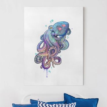 Obraz na płótnie - Ilustracja Ośmiornica purpurowy turkusowy obraz