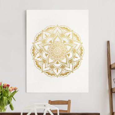 Obraz na płótnie - Mandala Ilustracja Ornament z białego złota