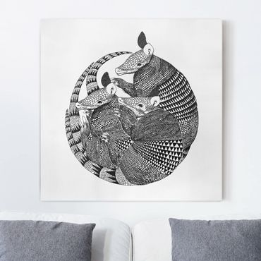 Obraz na płótnie - Ilustracja Armadillos czarno-biały Pattern