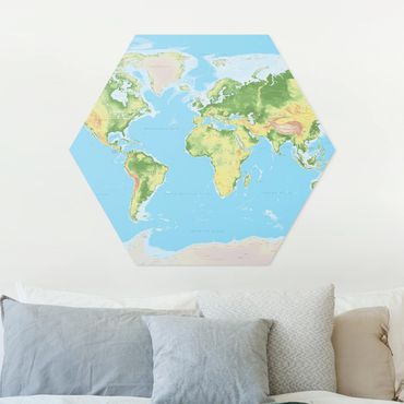 Obraz heksagonalny z Forex - Fizyczna mapa świata
