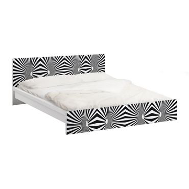 Okleina meblowa IKEA - Malm łóżko 180x200cm - Psychedeliczny czarno-biały wzór