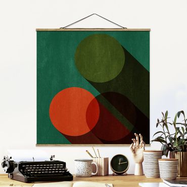 Plakat z wieszakiem - Kształty abstrakcyjne - koła w zieleni i czerwieni