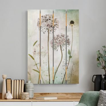 Obraz z drewna - Kwiaty w pastelach