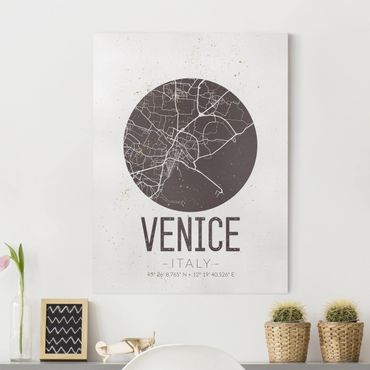 Obraz na płótnie - Mapa miasta Wenecja - Retro