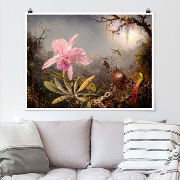 Plakat - Martin Johnson Heade - Orchidea i trzy kolibry