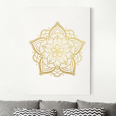 Obraz na płótnie - Mandala Flower Illustration białe złoto