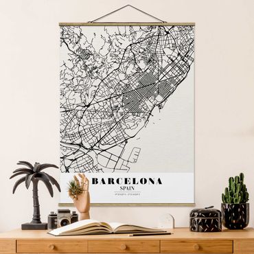 Plakat z wieszakiem - City Map Barcelona - Klasyczna