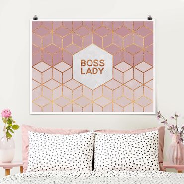 Plakat - Boss Lady Hexagons Pink