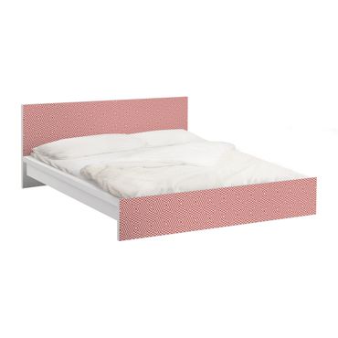 Okleina meblowa IKEA - Malm łóżko 180x200cm - Czerwony geometryczny wzór w paski