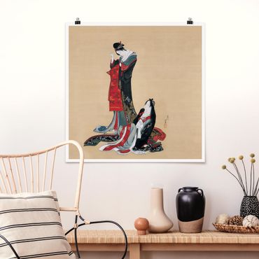 Plakat - Katsushika Hokusai - Dwie kurtyzany
