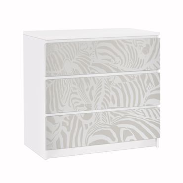 Okleina meblowa IKEA - Malm komoda, 3 szuflady - Nr DS4 Zebra Stripe Jasnoszary