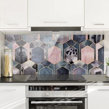 Panel szklany do kuchni - Art Deco Marble Złoto