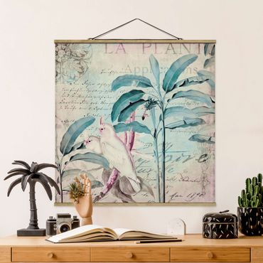 Plakat z wieszakiem - Kolaże w stylu kolonialnym - Kakadu i palmy