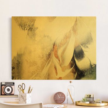 Złoty obraz na płótnie - Złoty abstrakcyjny obraz zimowy