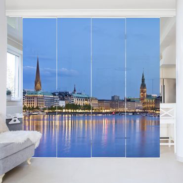 Zasłony panelowe zestaw - panorama Hamburga