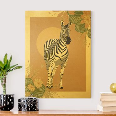 Złoty obraz na płótnie - Zwierzęta Safari - Zebra