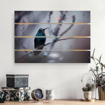 Obraz z drewna - Koliber w zimie