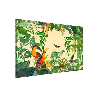Tablica magnetyczna - Kolaże w stylu vintage - Ptaki w dżungli
