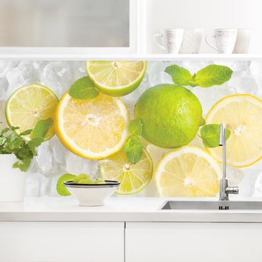 Panel ścienny do kuchni - Owoce cytrusowe na kostkach lodu