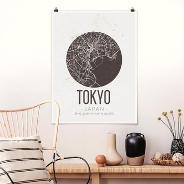 Plakat - Mapa miasta Tokio - Retro