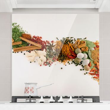 Panel szklany do kuchni - Przyprawy i suszone zioła