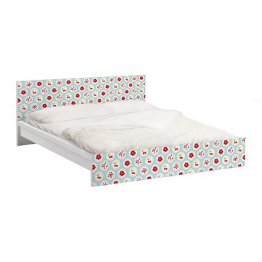 Okleina meblowa IKEA - Malm łóżko 160x200cm - wzór na czereśnie