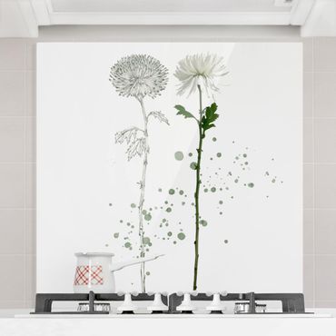 Panel szklany do kuchni - Akwarela botaniczna - Mniszek lekarski