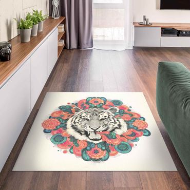 Dywan winylowy - Ilustracja tygrysa Rysunek mandala paisley