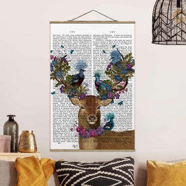 Plakat z wieszakiem - Ptasznik - jeleń z gołębiem