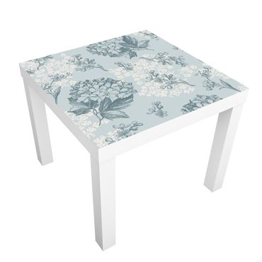 Okleina meblowa IKEA - Lack stolik kawowy - Wzór hortensji w kolorze niebieskim
