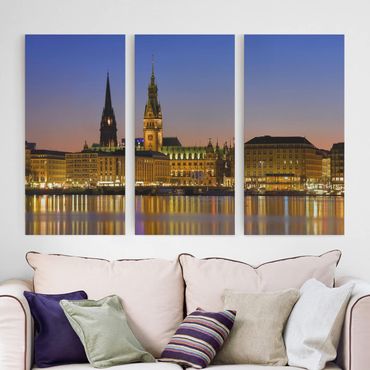 Obraz na płótnie 3-częściowy - Panorama Hamburga