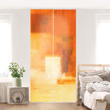 Zasłony panelowe zestaw - Kompozycja w kolorze pomarańczowym i brązowym 03