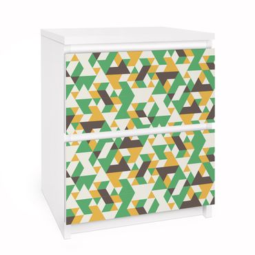 Okleina meblowa IKEA - Malm komoda, 2 szuflady - Nr RY34 Zielone trójkąty