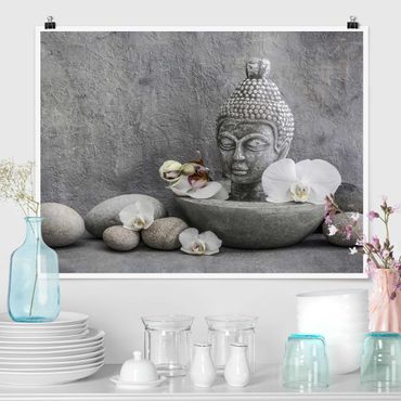 Plakat - Budda Zen, orchidee i kamienie